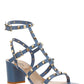 Rockstud Calfskin Ankle Strap Sandal 60 MM - Azure