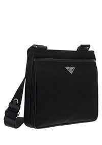 Re-Nylon and Saffiano Shoulder Bag - Black