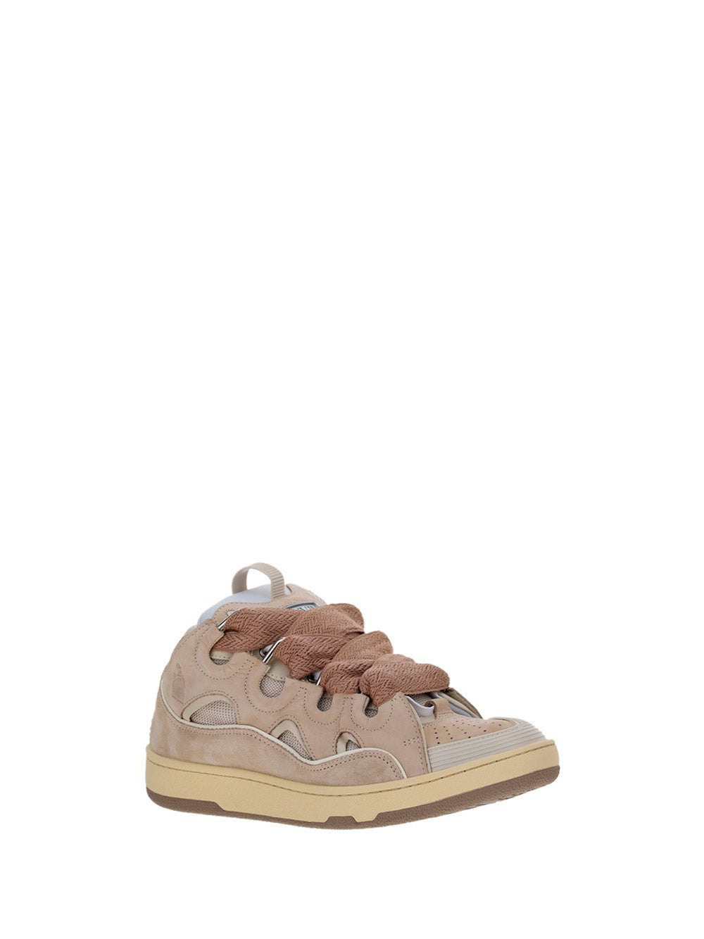 Leather Curb Sneakers - Dusty Pink/Brown