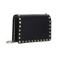 Rockstud Chain Pouch in Calfskin Leather - Black