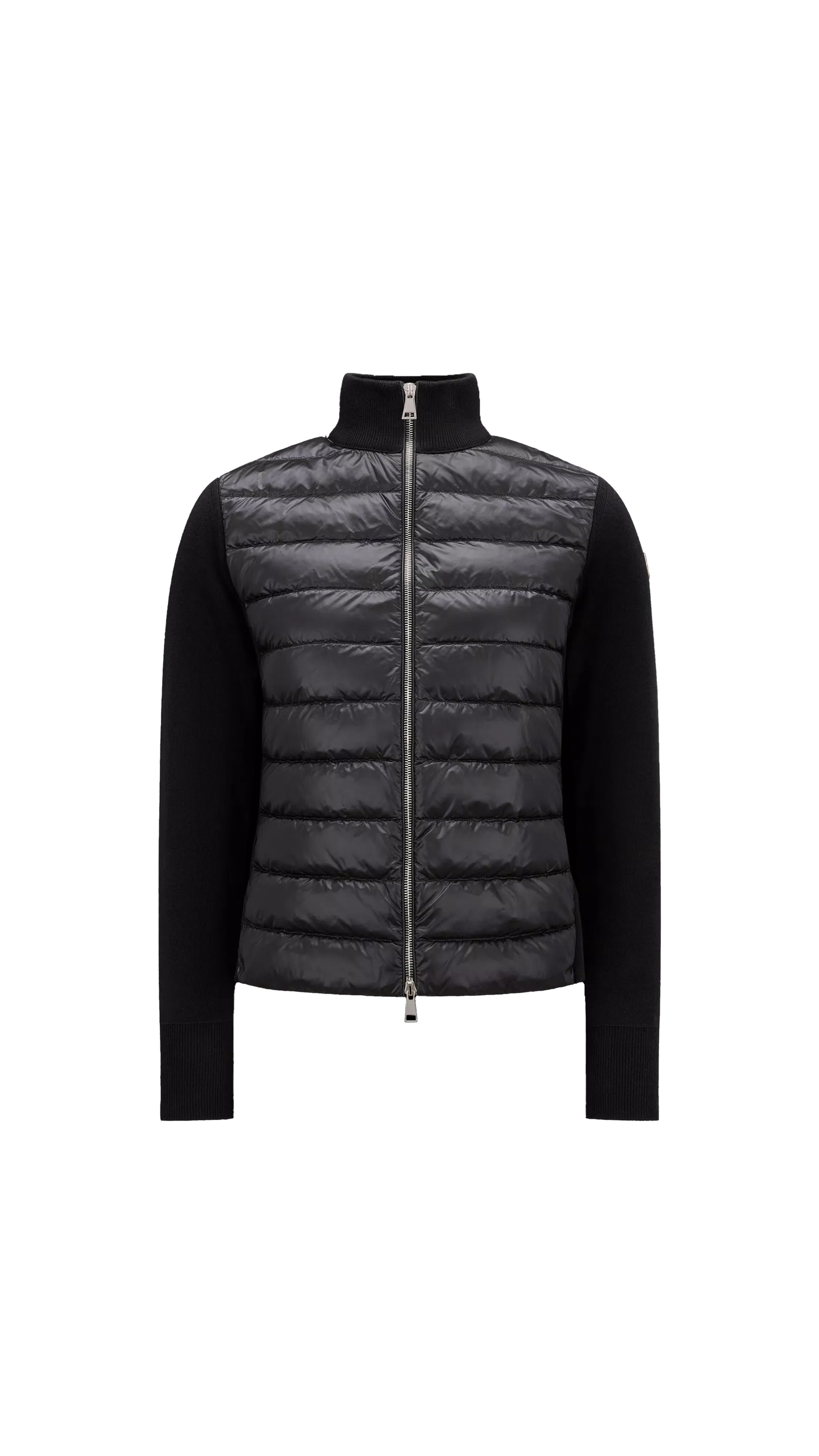 Padded Wool Cardigan - Black