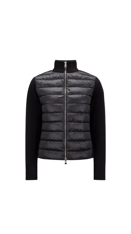 Padded Wool Cardigan - Black