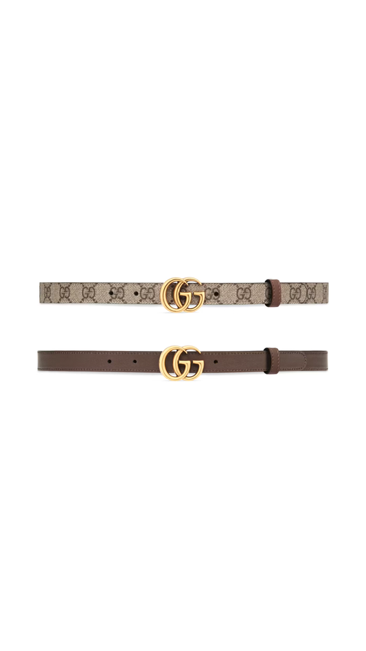 GG Marmont Reversible Thin Belt - Brown