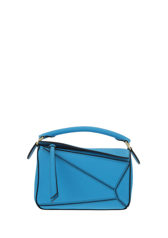 Mini Puzzle Bag in Soft Grained Calfskin - Cyan