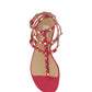 Rockstud Sandal in Calfskin Leather - Red