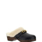Le Maillon Clogs in Smooth Leather and Shearling - Noir
