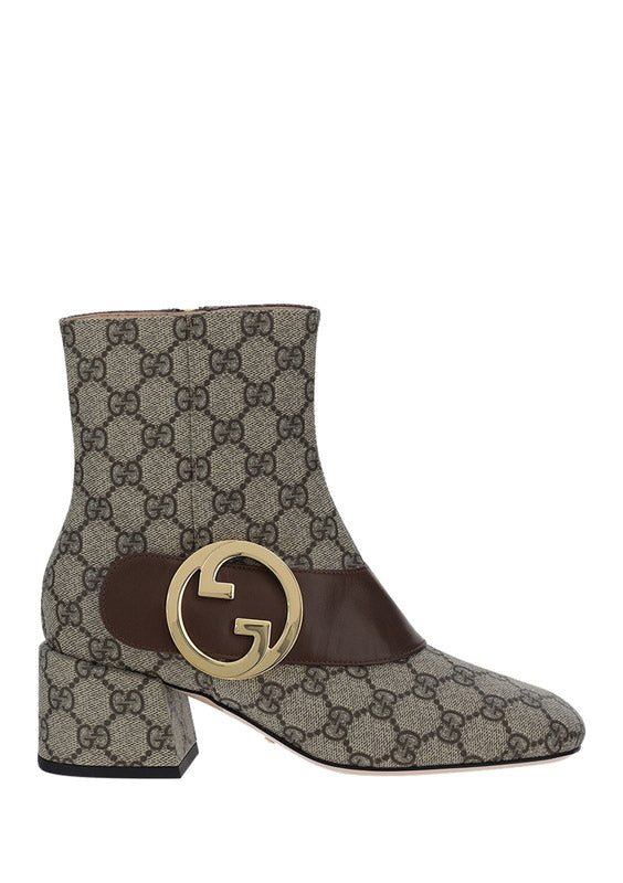 Gucci Blondie Ankle Boot - Beige/Ebony/Brown.