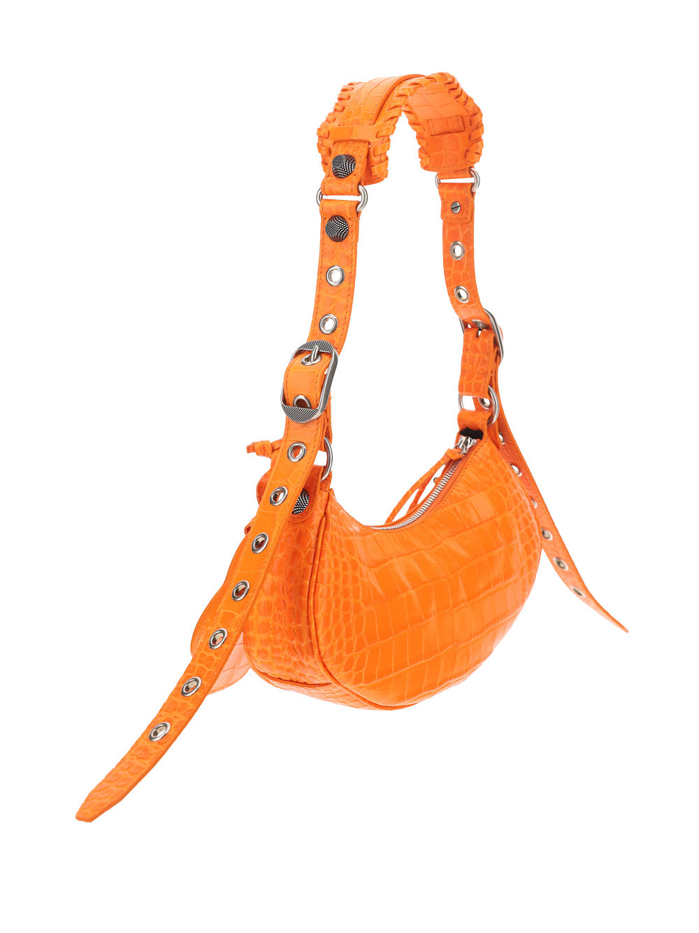 Le Cagole XS Shoulder Bag Crocodile Embossed - Orange