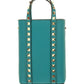 Rockstud Leather Bucket Bag - Turquoise