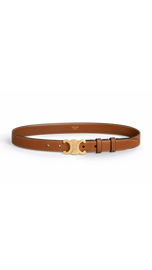 Medium Triomphe Belt in Natural Calfskin - Tan