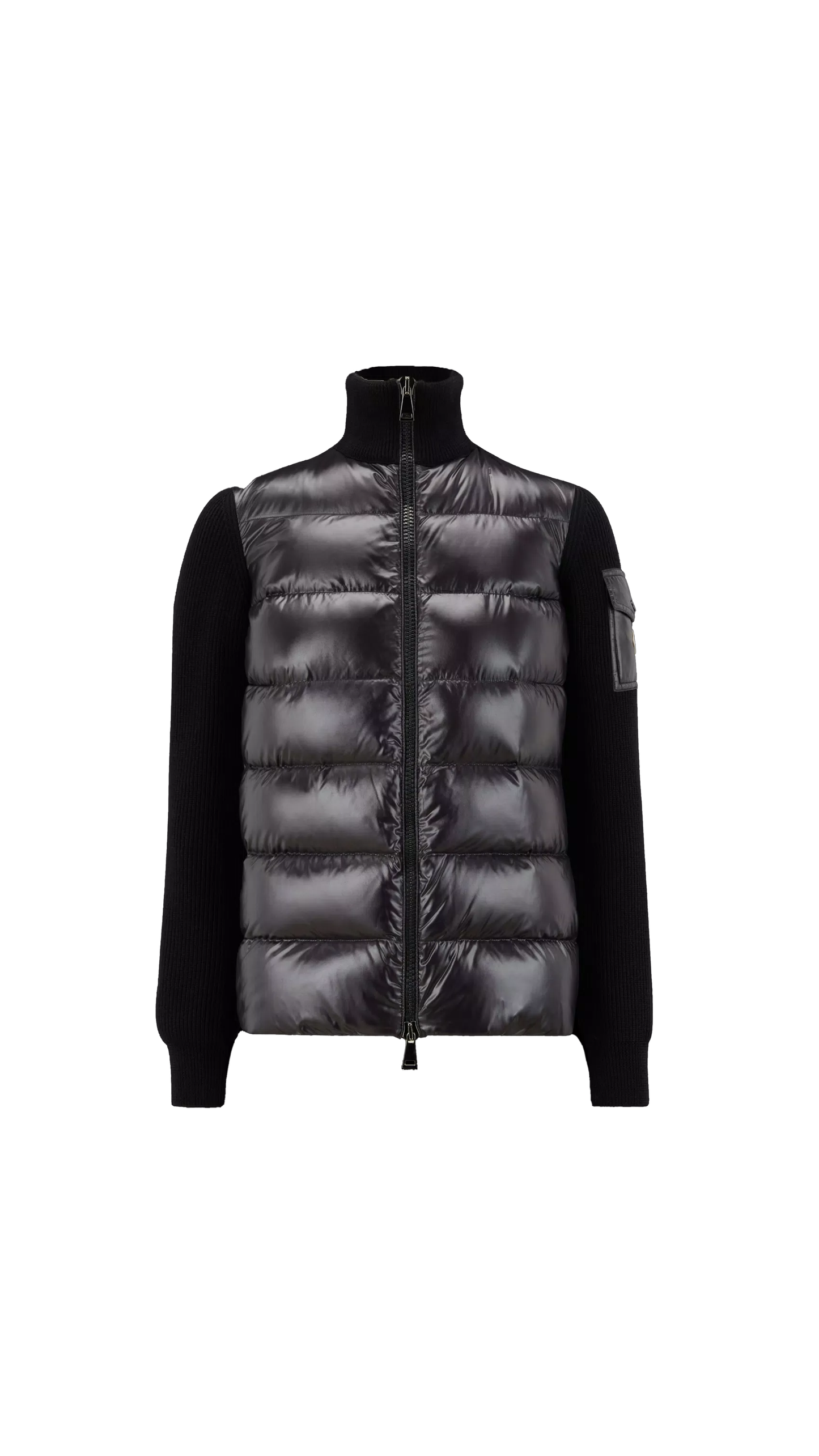 Padded Wool Cardigan - Black