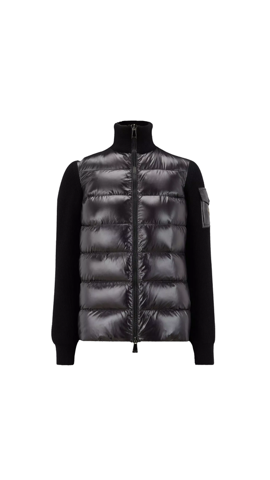 Padded Wool Cardigan - Black