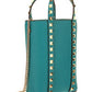 Rockstud Leather Bucket Bag - Turquoise