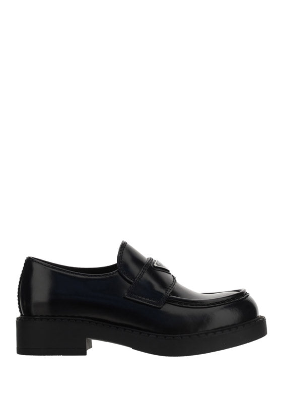 Brushed Leather Loafers - Black