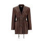 Irbid Leather Blazer Dress - Brown
