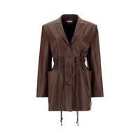 Irbid Leather Blazer Dress - Brown