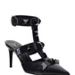 Roman Stud Patent Leather Sandals - Black