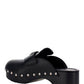 Studded Leather Clogs - Black
