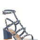 Rockstud Calfskin Ankle Strap Sandal 60 MM - Azure