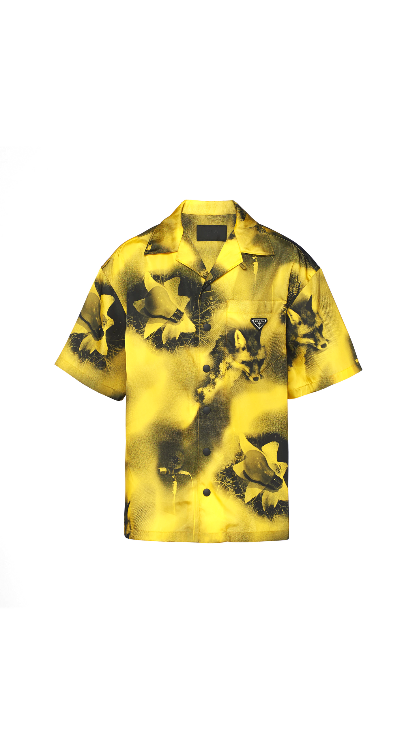 Short-sleeved Printed Re-Nylon Shirt - Yellow