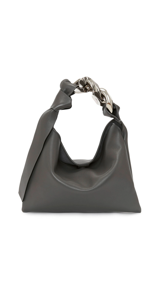 Small Chain Hobo Bag - Grey
