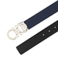 Reversible And Adjustable Gancini Belt - Black \ Navy