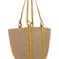 Large Basket in Fair Trade Paper & Shiny Calfskin - Natural / Yellow