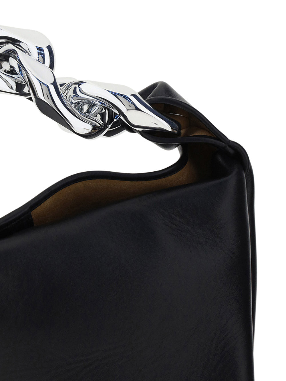 Small Chain Hobo Shoulder Bag - Black