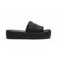 Raffia Flatform Sandal - Black