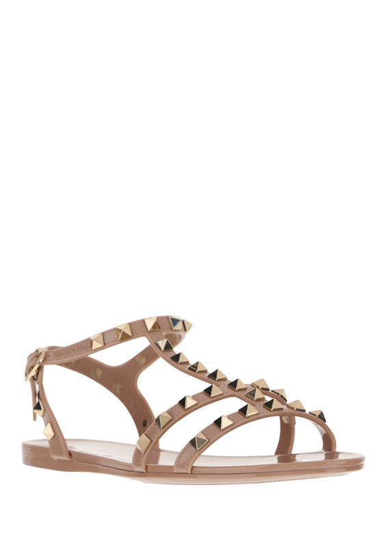 Rockstud Flat Rubber Sandals - Poudre