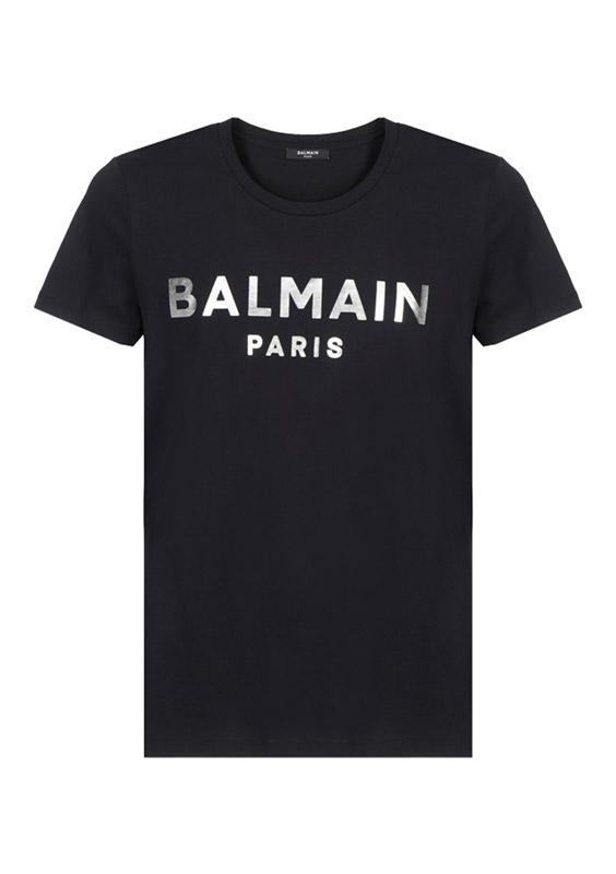 Cotton T-shirt With Paris Logo Print - Black / Silver
