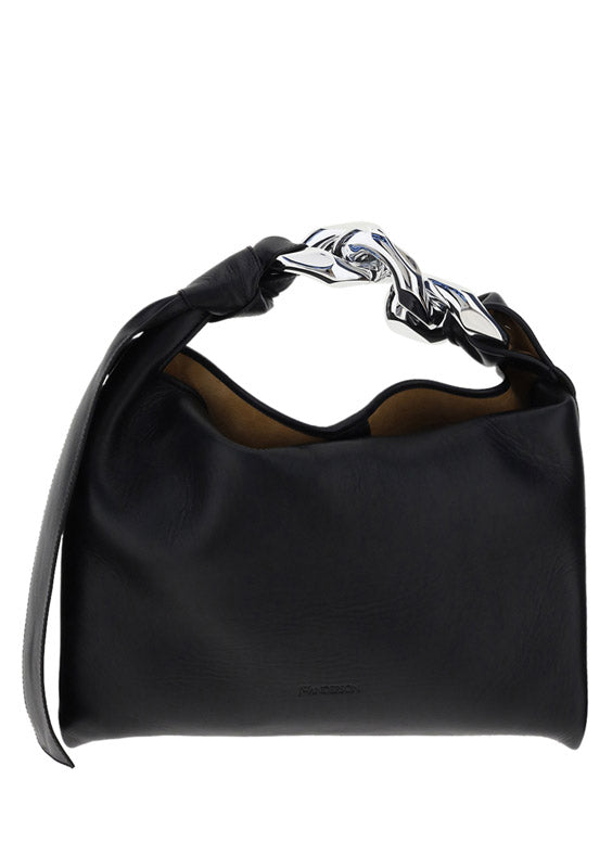 Small Chain Hobo Shoulder Bag - Black