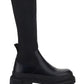 Calfskin and Stretch Mesh Boots - Black