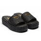 Raffia Flatform Sandal - Black