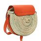 Small Marcie Cross-body Basket in Hand-Braided Raffia & Small Grain Calfskin - Rusted Orange