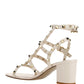 Rockstud Calfskin Ankle Strap Sandal 60MM - Light Ivory