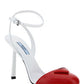 Brushed Leather Pumps - White / Red