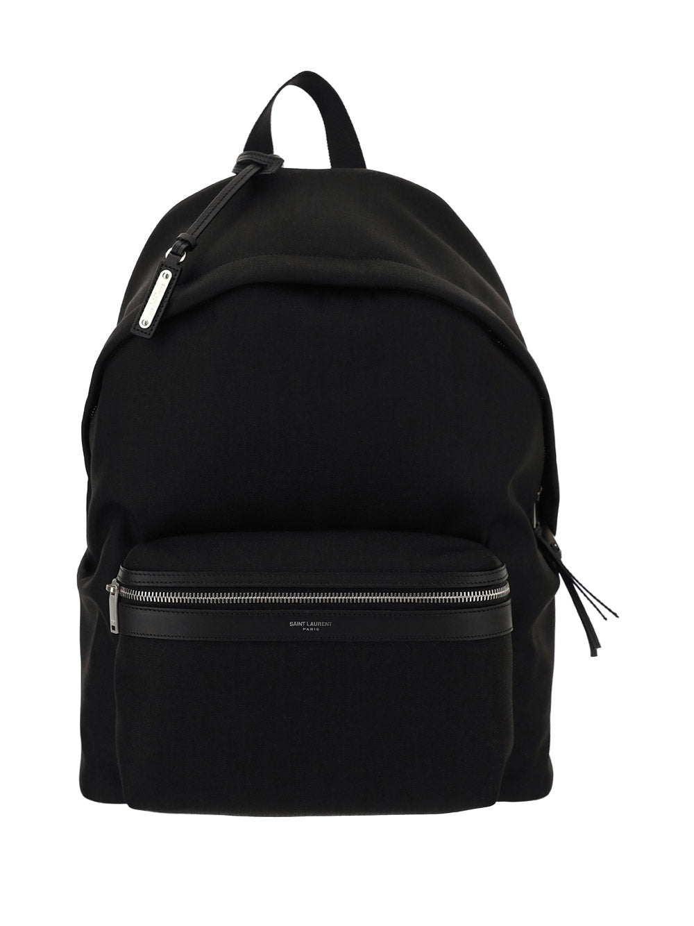 City Backpack In Nylon Canvas And Leather - Black