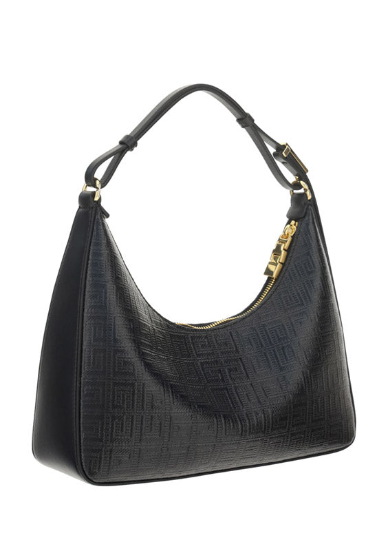 Small Moon Cut Out Bag in 4G Coated Canvas - Black.