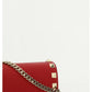 Rockstud Grainy Calfskin Chain Pouch - Red