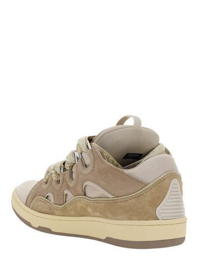 Leather Curb Sneakers - Ecru