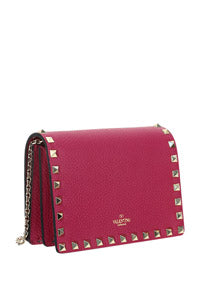 Rockstud Calfskin Chain Pouch - Blossom