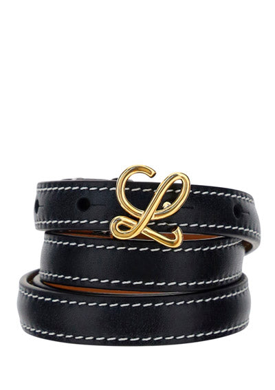 L buckle Belt in Nappa Calfskin  - Black