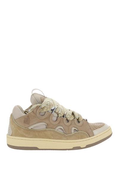 Leather Curb Sneakers - Ecru