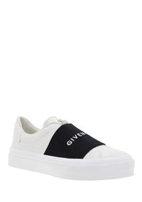 Sneakers In Leather With Givenchy Webbing - Black / White