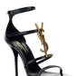 Cassandra Sandals in Smooth Leather with Gold-toned Monogram - Black