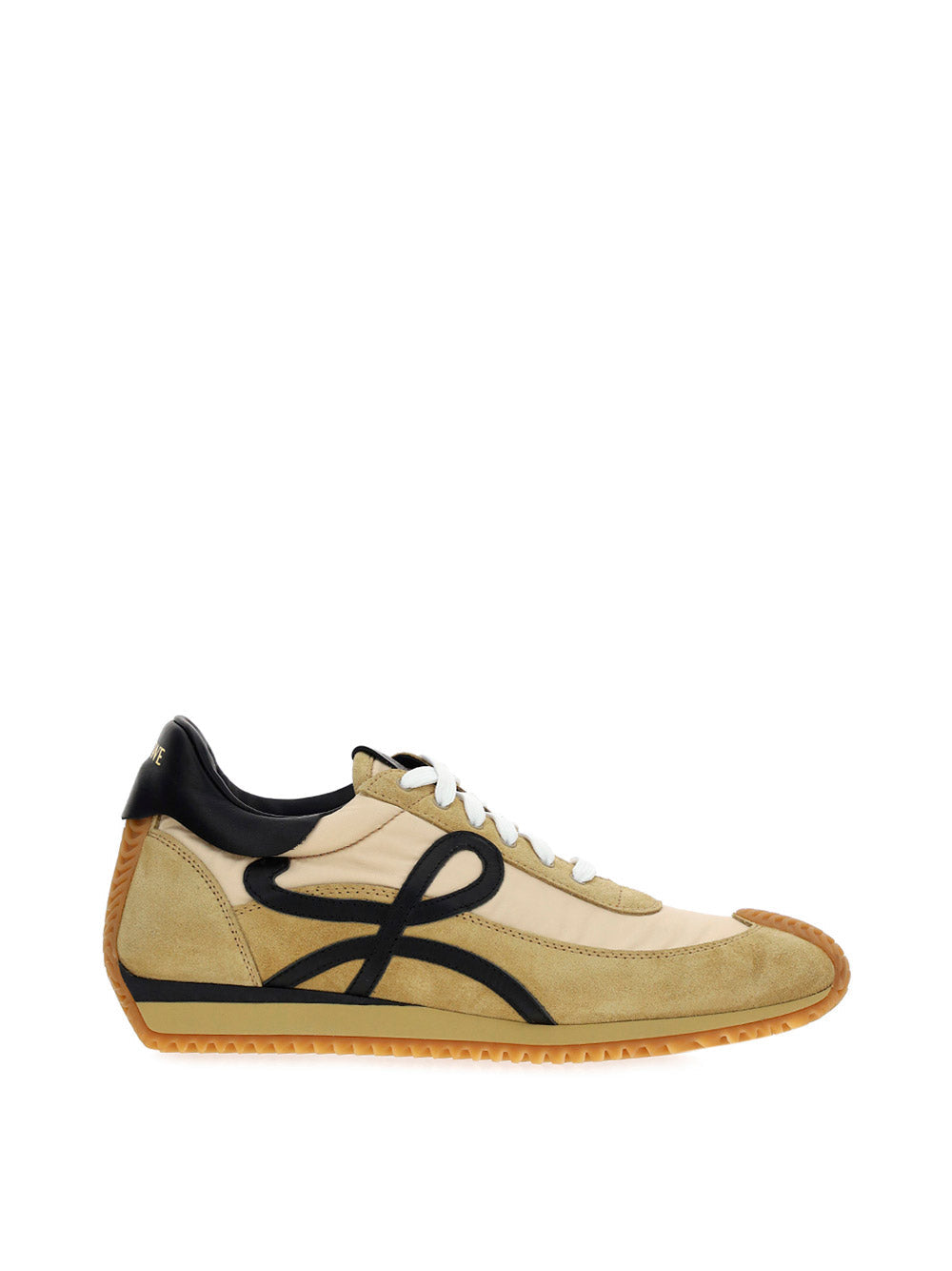 Flow Runner Sneakers in Nylon and Suede - Gold/Black