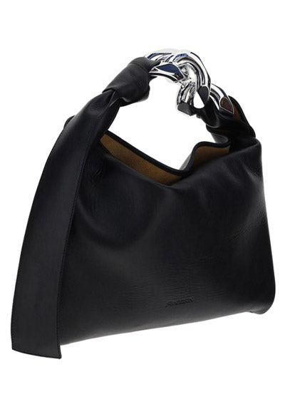 Small Chain Hobo Shoulder Bag - Black