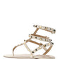 Rockstud Calfskin Flat Flip-Flop Sandal - Light Ivory