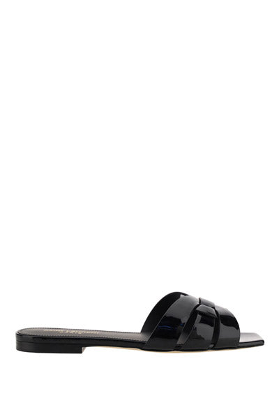 Tribute Flat Mules In Patent Leather - Black